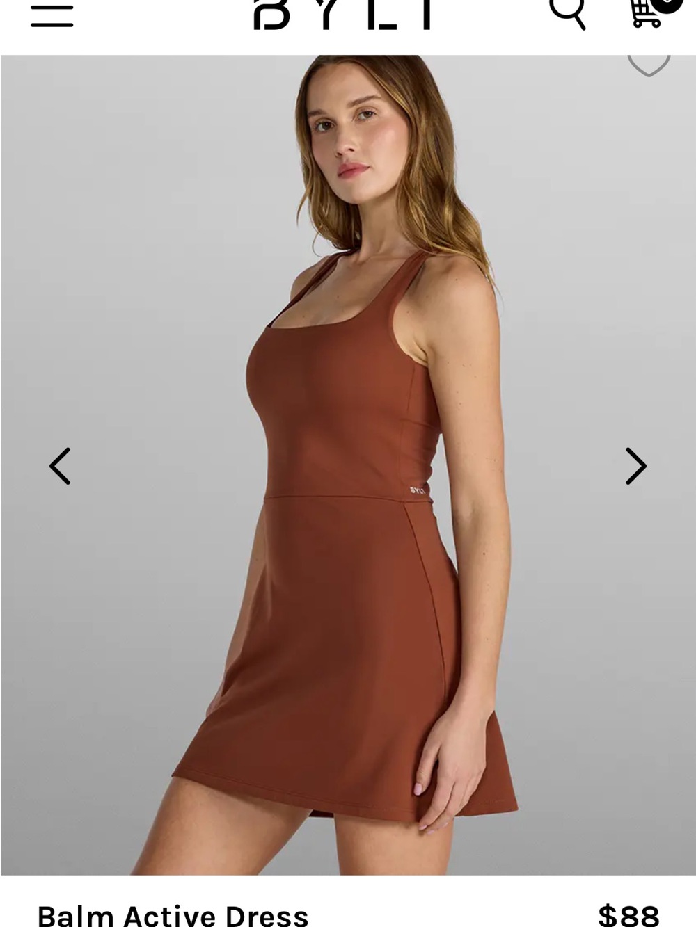BYLT Basics Balm Active Square-Neck Mini Dress in Mahogany - Picture 4 of 10